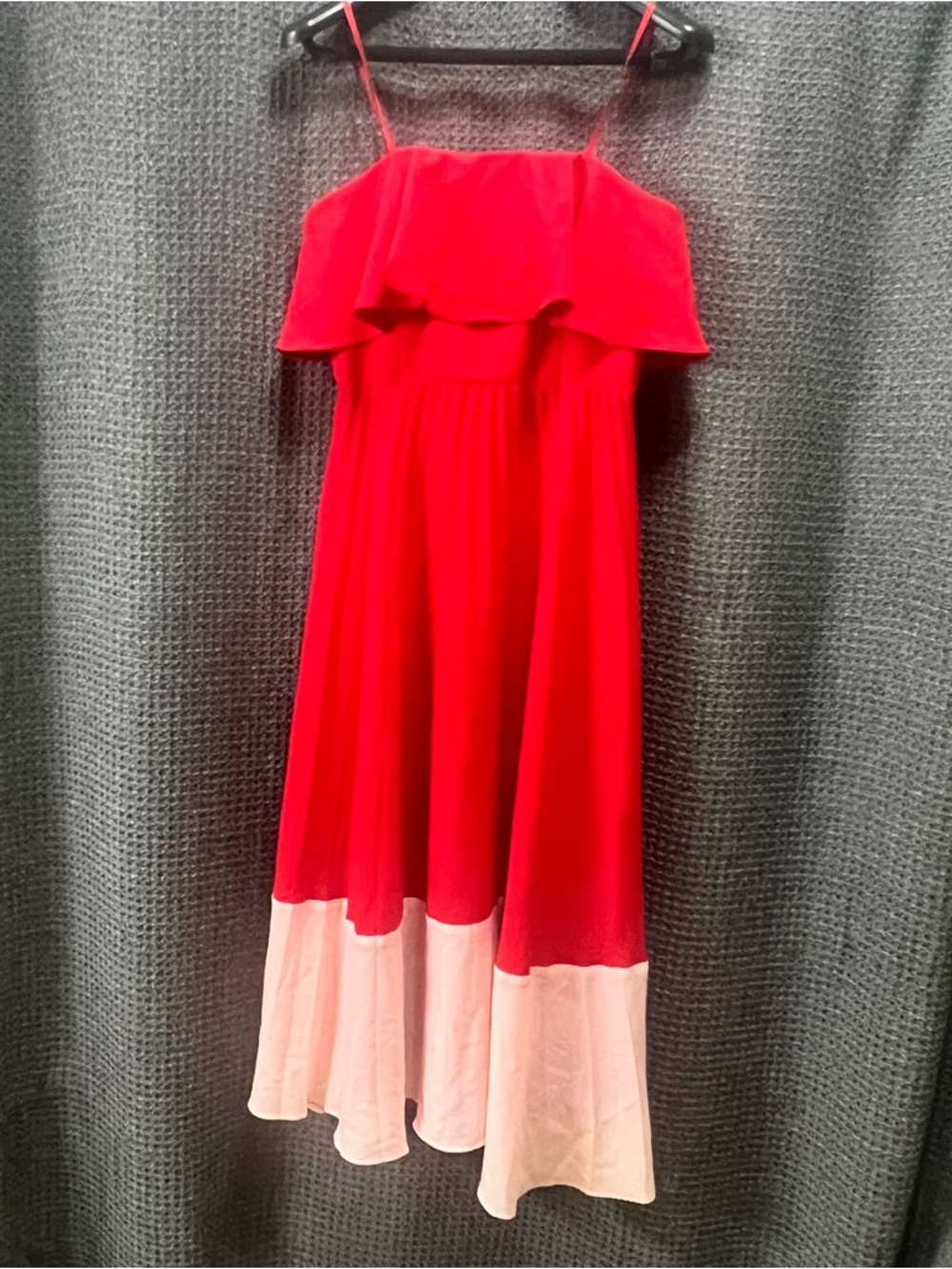 Aidan Mattox Red Pleated Strapless Tea Dress Size 6